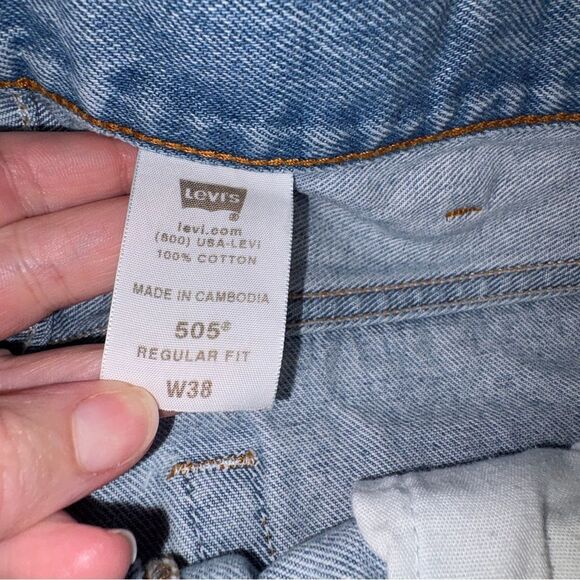 Levi's 505 Blue Denim Jean Shorts - Picture 3 of 5